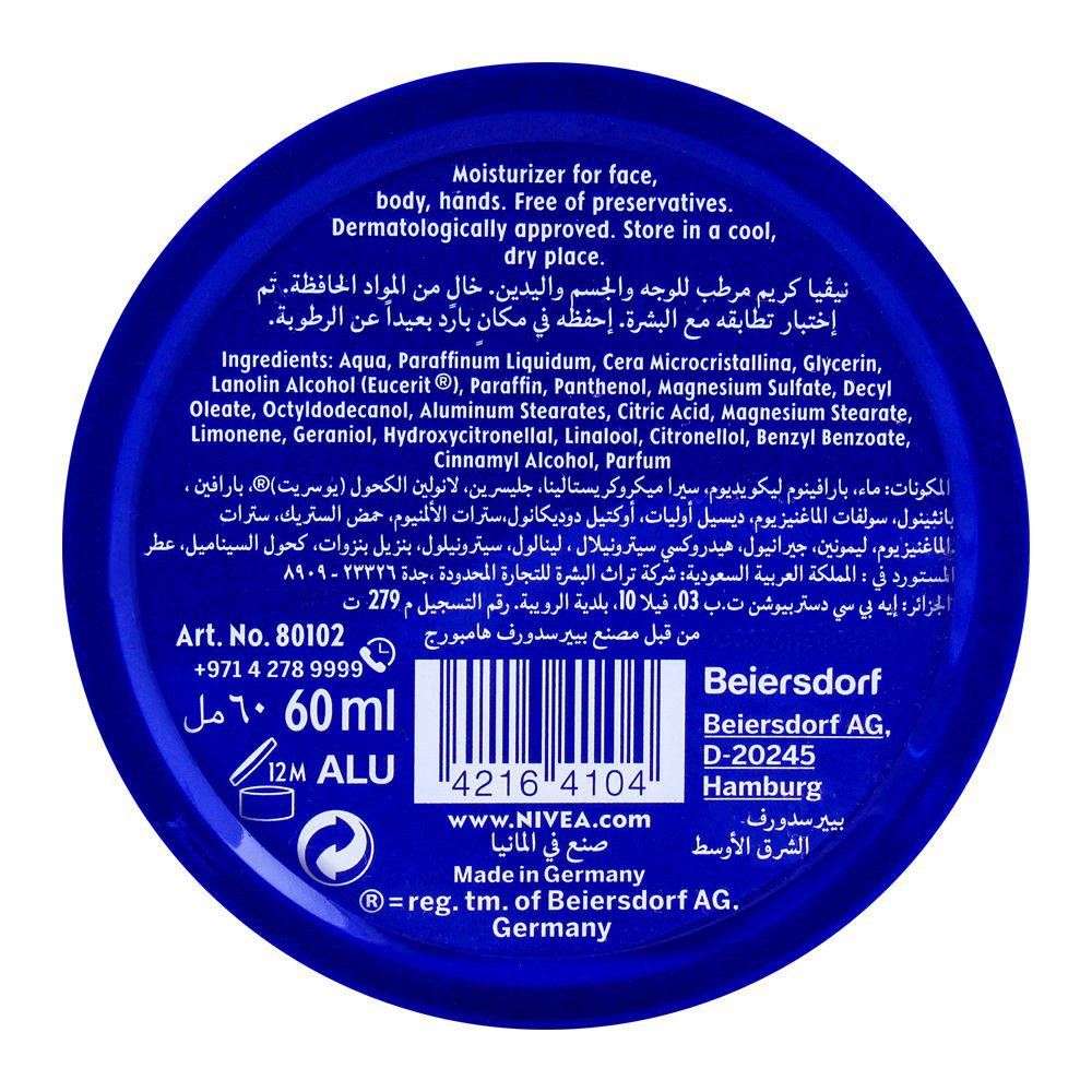 Nivea Cream, Universal All Purpose Moisturizing Cream,  60-ml