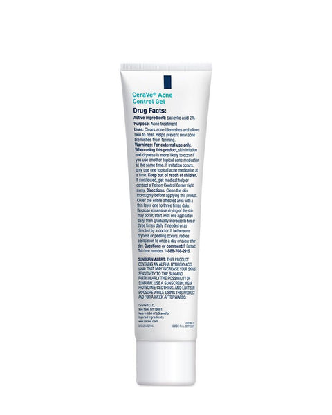 CeraVe Acne Control Gel 2% Salicylic Acid Acne Treatment 40-ml ...