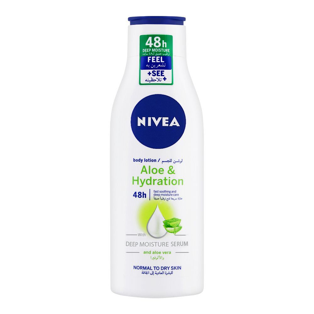Nivea 48H Aloe & Hydration Body Lotion, With Deep Moisture Serum, Normal To Dry Skin, 250ml