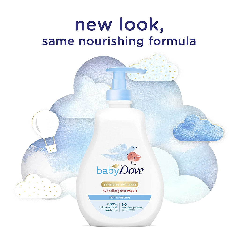 Baby Dove Tip to Toe Baby Wash and Shampoo For Baby's Delicate Skin Rich Moisture Washes Away Bacteria, Tear-Free and Hypoallergenic 384ml